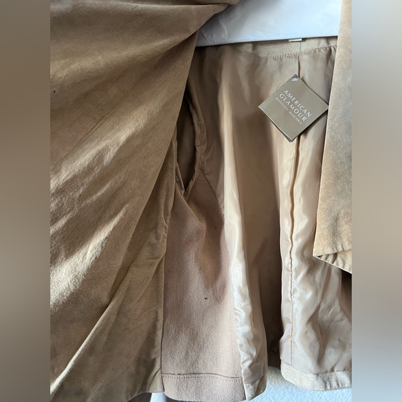 Badgley Mischka’s “American Glamour” Beige Suede Waterfall Collar Jacket Size XL - Picture 9 of 14